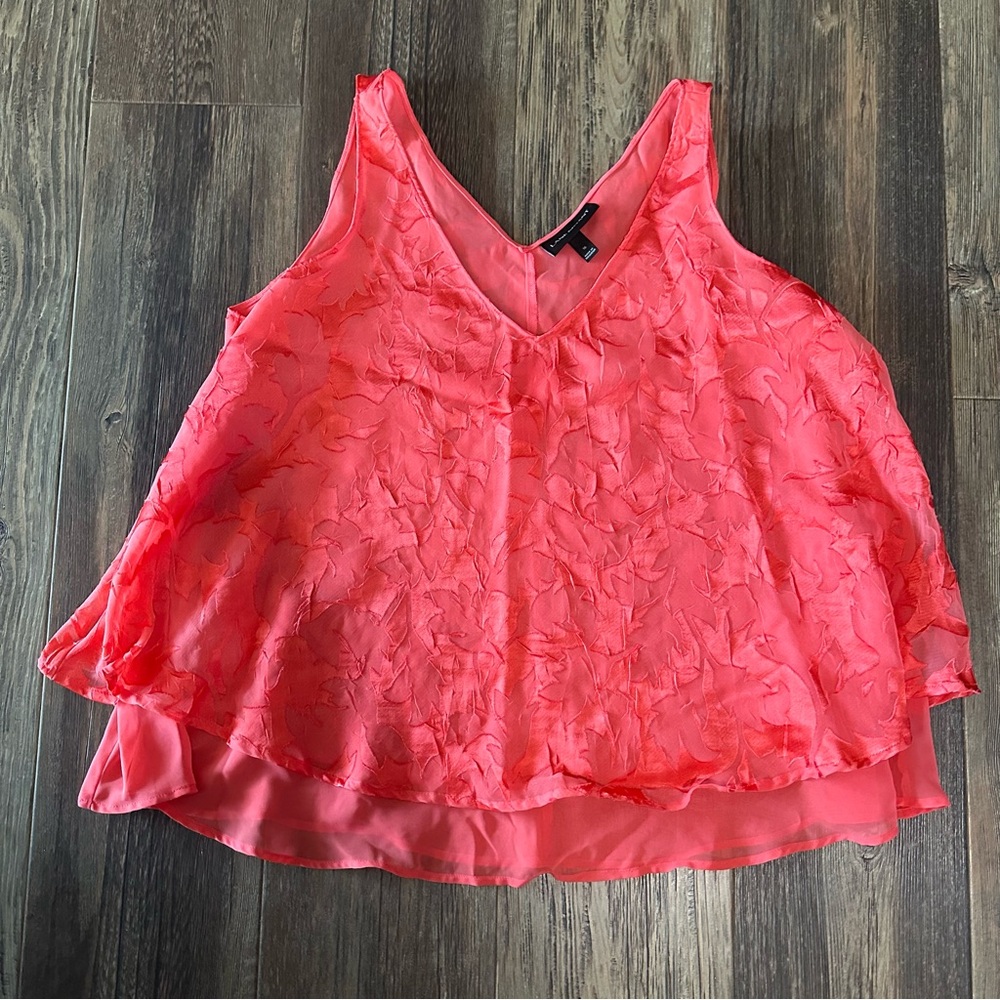 Lane Bryant women's 16 sleeveless tank top blouse bright coral floral